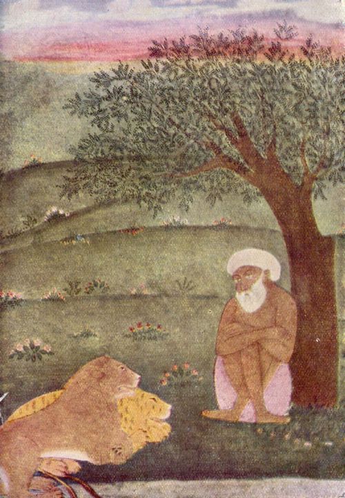 Indischer Maler um 1650 (II): Der Derwisch neben Lwe und Tiger