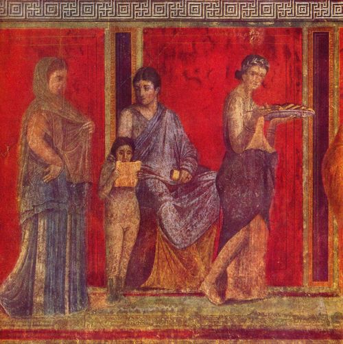 Pompejanischer Maler um 60 v. Chr.: Verlesung des Rituals der Brautmysterien, Detail