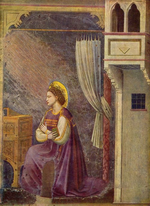 Giotto di Bondone: Fresken in der Arenakapelle in Padua, Szene: Maria der Verkndigung, Detail