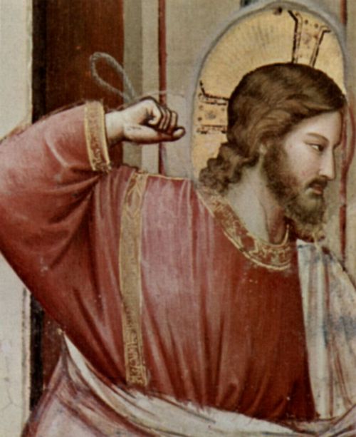 Giotto di Bondone: Fresken in der Arenakapelle in Padua, Szene: Die Vertreibung der Hndler aus dem Tempel, Detail: Christus