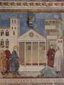 Giotto di Bondone: Fresken in der Kirche San Francesco in Assisi, Szene: Brger von Assisi breitet seinen Mantel vor dem Hl. Franziskus aus