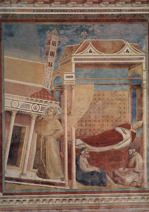 Giotto di Bondone (und Werkstatt): Fresken in der Kirche San Francesco in Assisi, Szene: Der Traum des Innozenz III.