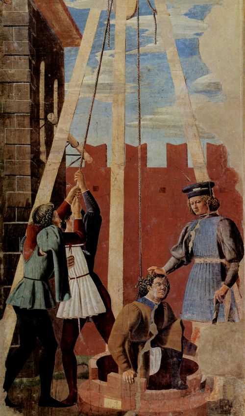 Piero della Francesca: Freskenzyklus der »Legende vom Heiligen Kreuz« im Chor von San Francesco in Arezzo, Szene: Die Beichte