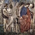 Piero della Francesca: Freskenzyklus der »Legende vom Heiligen Kreuz« im Chor von San Francesco in Arezzo, Szene: Tod und Bestattung Adams, Detail