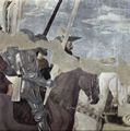 Piero della Francesca: Freskenzyklus der »Legende vom Heiligen Kreuz« im Chor von San Francesco in Arezzo, Szene: Triumphzug des Konstantin, Konstantin whrend Schlacht an der Milv-Brcke, Detail