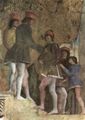 Mantegna, Andrea: Freskenzyklus in der Camera degli Sposi im Palazzo Duccale in Mantua, Szene: Der Hof der Gonzaga, Detail: Höflinge nach der Messe des Kardinals Francesco Gonzaga