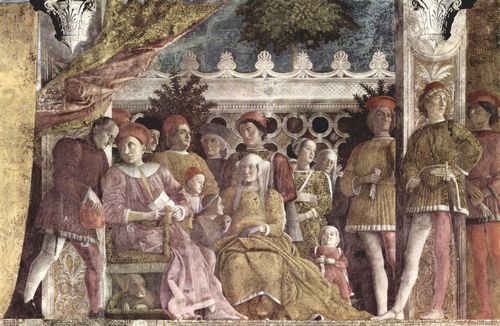 Mantegna, Andrea: Freskenzyklus in der Camera degli Sposi im Palazzo Duccale in Mantua, Szene: Der Hof der Gonzaga