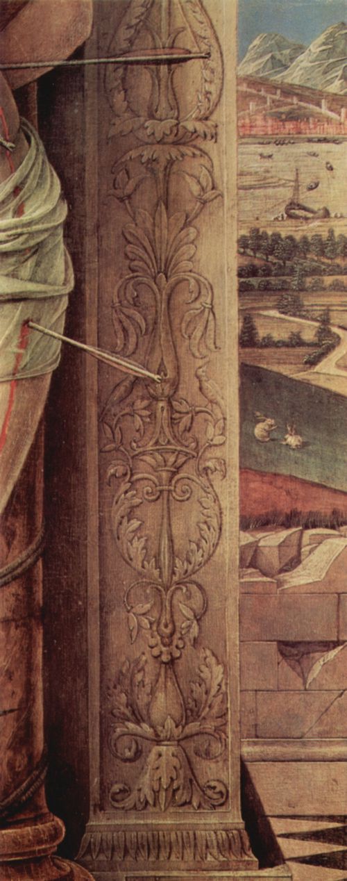Mantegna, Andrea: Der Hl. Sebastian, Detail: Architektur und Landschaft