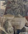 Mantegna, Andrea: Der Hl. Sebastian, Detail: Bruchstücke einer Skulptur und Architekturfragmente