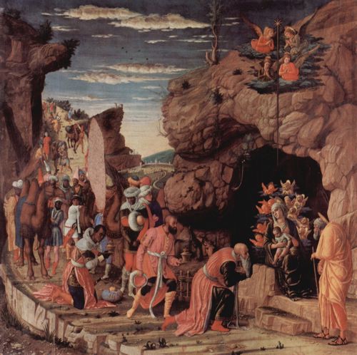 Mantegna, Andrea: Altarretabel der Palastkapelle des Herzogs von Mantua, Szene: Anbetung der Drei Hl. Knige
