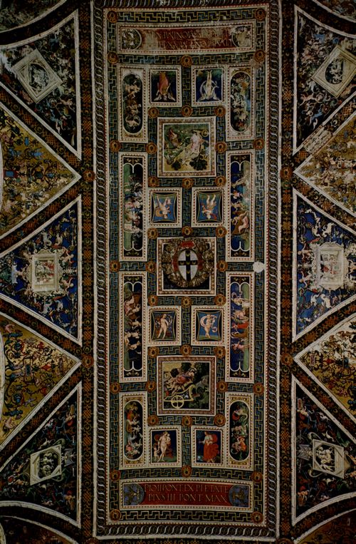 Pinturicchio: Freskenzyklus zu Leben und Taten des Enea Silvio Piccolomini, Papst Pius II. in der Dombibliothek zu Siena, Deckenfresko, Detail