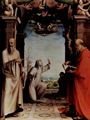 Beccafumi, Domenico: Die Hl. Katharina empfängt die Wundmale, mit Hl. Benedikt und Hl. Hieronymus, Altarretabel