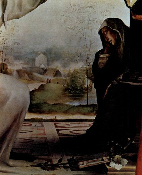 Beccafumi, Domenico: Die Hl. Katharina empfngt die Wundmale, mit Hl. Benedikt und Hl. Hieronymus, Altarretabel, Detail: Hl. Katharina