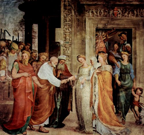Beccafumi, Domenico: Fresken im Oratorium des Hl. Benedikt in Siena, Szene: Vermhlung Marias mit Josef