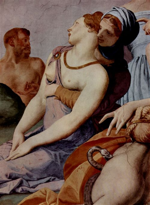 Bronzino, Angelo: Fresken der Kapelle der Eleonora da Toledo im Palazzo Vecchio in Florenz, Eingangswand: Anbetung des Kreuzes mit der ehernen Schlange, Detail