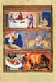 Meister des Codex Aureus Epternacensis: Codex Aureus Epternacensis (Goldenes Evangeliar), Prunkhandschrift, Szene: Gleichnis vom reichen Prasser und vom armen Lazarus