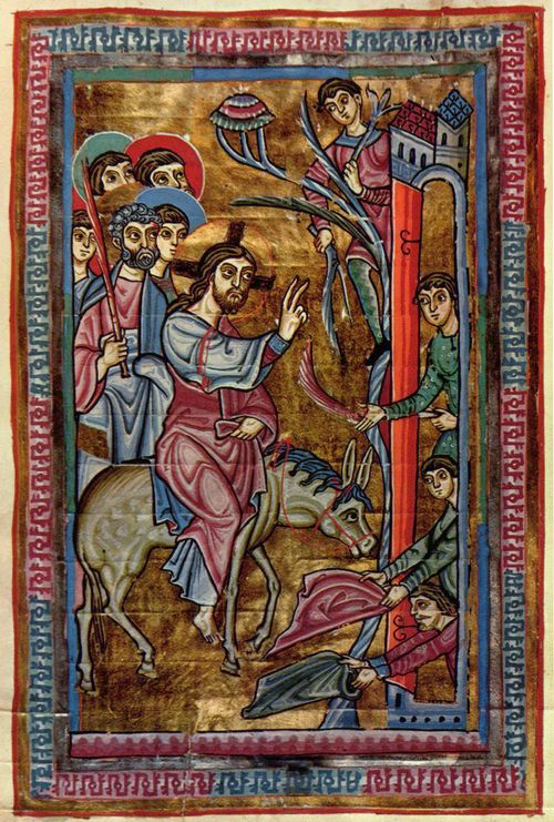 Meister des Perikopenbuches von St. Erentrud: Perikopenbuch von St. Erentrud in Salzburg, Szene: Christi Einzug in Jerusalem