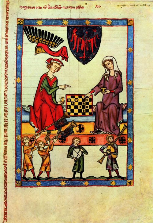 Meister der Manessischen Liederhandschrift: Manessische Liederhandschrift (Groe Heidelberger Liederhandschrift), Szene: Schachspiel