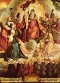 Meister von Meßkirch: Heilige Dreieinigkeit mit Engeln, Heiligen und Stifterfamilie von Bubenhoven