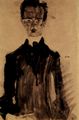 Schiele, Egon: Selbstportrt im schwarzen Gewand