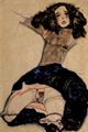 Schiele, Egon: Schwarzhaariges Mädchen mit hochgeschlagenem Rock