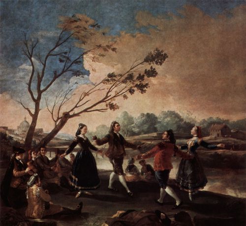 Goya y Lucientes, Francisco de: Entwrfe fr die Wandteppiche zur Ausschmckung der Knigl. Palste El Pardo und El Escorial, Szene: Tanz der Majas mit den Manzanaren