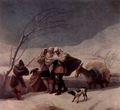 Goya y Lucientes, Francisco de: Entwürfe für die Wandteppiche zur Ausschmückung der Königl. Paläste El Pardo und El Escorial, Szene: Der Schneesturm