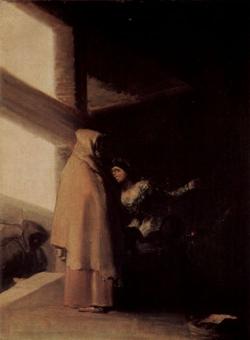 Goya y Lucientes, Francisco de: Bildzyklus »Desastres de la Guerra«, Szene: Besuch des Mnchs