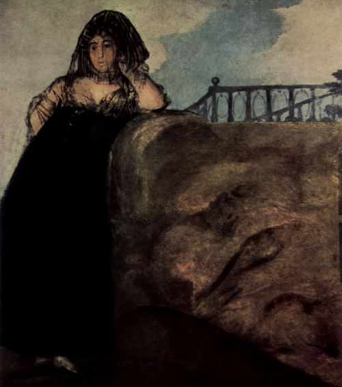 Goya y Lucientes, Francisco de: Serie der »Pinturas negras«, Szene: Frau aus dem Volk im eleganten Kleid