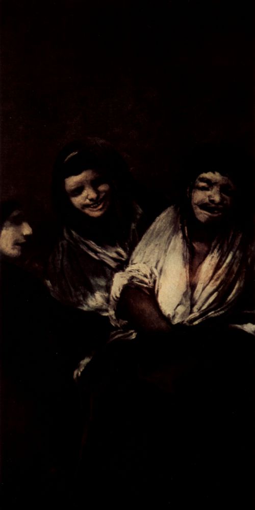 Goya y Lucientes, Francisco de: Serie der »Pinturas negras«, Szene: Die Kuriosen (Zwei alte, grinsende Frauen)