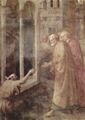 Masolino: Freskenzyklus der Brancacci-Kapelle in Santa Maria del Carmine in Florenz, Szenen aus dem Leben Petri, Szene: Heilung eines Lahmen durch Petrus und Johannes