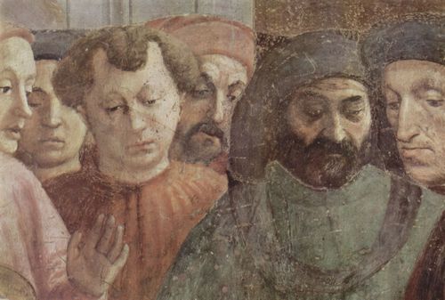 Masaccio: Szenen aus dem Leben Petri, Szene: Erweckung des Sohnes des Theophilus, Frst von Antiochien, Detail: Zuschauer