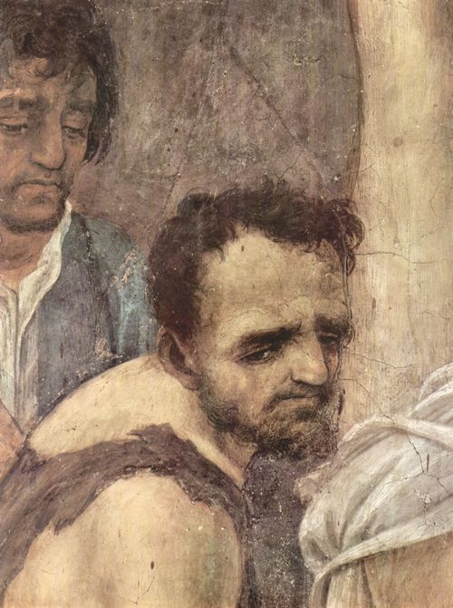 Lippi, Fra Filippo: Freskenzyklus der Brancacci-Kapelle in Santa Maria del Carmine in Florenz, Szene: Martyrium des Hl. Petrus, Detail: Gesicht eines Schurken
