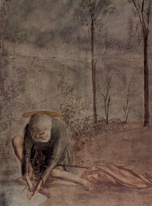 Masaccio: Szenen aus dem Leben Petri, Szene: Der Zinsgroschen, Detail: Petrus und Fisch