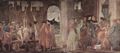 Lippi, Fra Filippo: Freskenzyklus der Brancacci-Kapelle in Santa Maria del Carmine in Florenz, Szene: Martyrium des Hl. Petrus und Disput mit dem Magier Simon vor Nero