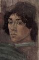 Lippi, Fra Filippo: Freskenzyklus der Brancacci-Kapelle in Santa Maria del Carmine in Florenz, Szene: Martyrium des Hl. Petrus, Detail: Selbstporträt des Künstlers