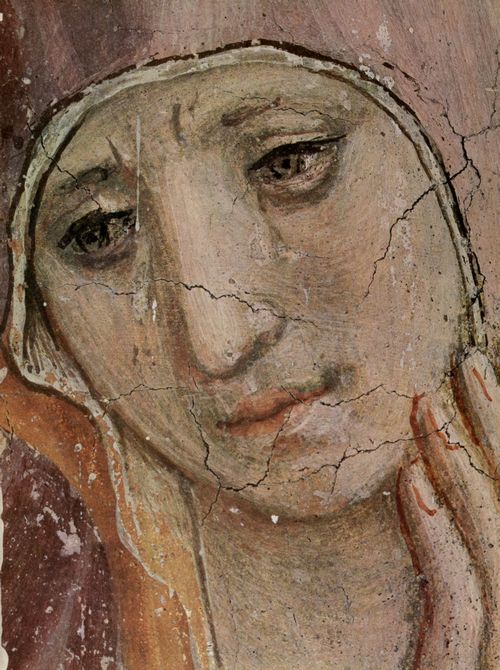 Angelico, Fra: Freskenzyklus im Dominikanerkloster San Marco in Florenz, Szene: Verspottung Christi, Detail: Trauernde Maria