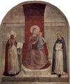 Angelico, Fra: Freskenzyklus im Dominikanerkloster San Marco in Florenz, Szene: Thronende Madonna mit Hl. Dominikus und Hl. Zenobius