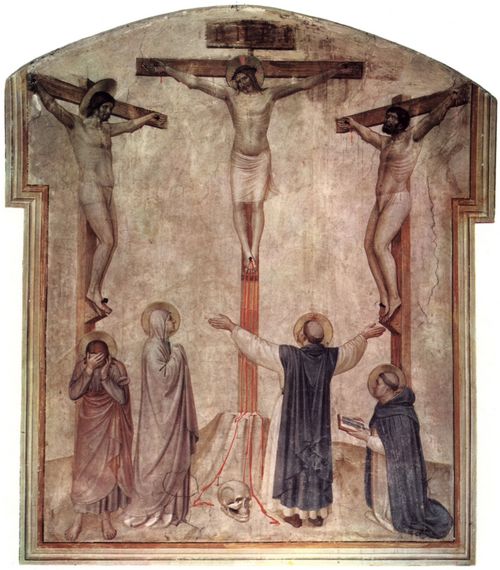 Angelico, Fra: Freskenzyklus im Dominikanerkloster San Marco in Florenz, Szene: Kreuzigung Christi und zwei Schcher