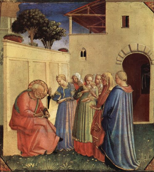 Angelico, Fra: Aufnahme des Namens fr die Taufe, Fragment eines Polyptychon
