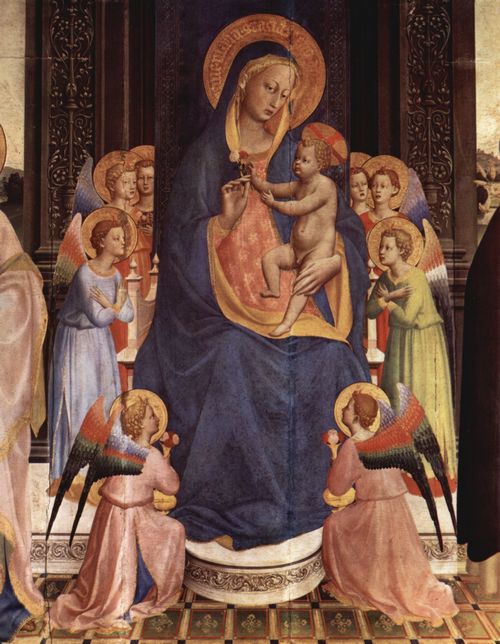 Angelico, Fra: Altarretabel von San Domenico in Fiesole, Szene: Thronende Madonna, Detail