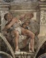 Michelangelo Buonarroti: Sixtinische Kapelle, Sibyllen und Propheten, Szene in Lnette: Der Prophet Jonas