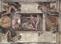 Michelangelo Buonarroti: Sixtinische Kapelle, Deckenfresko zur Schöpfungsgeschichte, Hauptszene: Schande und Verspottung des trunkenen Noah