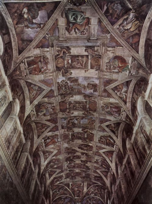 Michelangelo Buonarroti: Sixtinische Kapelle, Deckenfresko zur Schpfungsgeschichte, Gesamtansicht