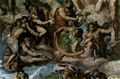 Michelangelo Buonarroti: Sixtinische Kapelle, Altarwand, Das Jüngste Gericht, Detail: Märtyrergruppe mit Werkzeugen ihres Martyriums