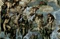 Michelangelo Buonarroti: Sixtinische Kapelle, Altarwand, Das Jüngste Gericht, Detail: Engel ziehen die Seligen in den Himmel