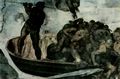 Michelangelo Buonarroti: Sixtinische Kapelle, Altarwand, Das Jngste Gericht, Detail: Charon, der Fhrmann der Unterwelt, treibt die Verdammten der Hlle zu