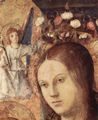 Antonello da Messina: Polyptychon des Hl. Gregor, Mitteltafel, Szene: Thronende Madonna, Detail: Kopf der Madonna mit Engel