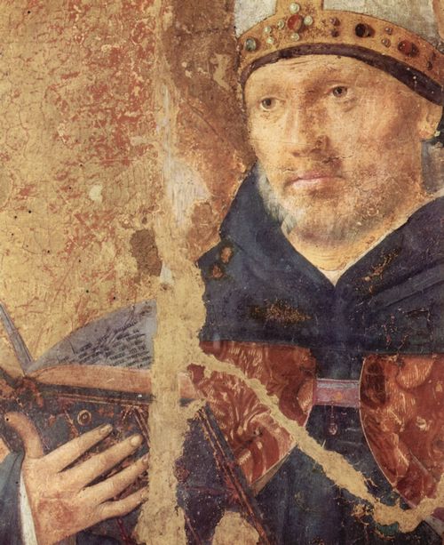Antonello da Messina: Polyptychon des Hl. Gregor, rechte Tafel, Szene: Hl. Benedikt, Detail