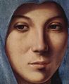 Antonello da Messina: Maria der Verkündigung, Detail: Gesicht der Maria